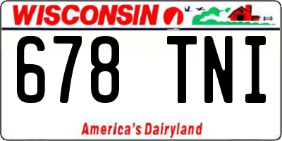 WI license plate 678TNI