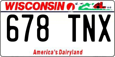 WI license plate 678TNX