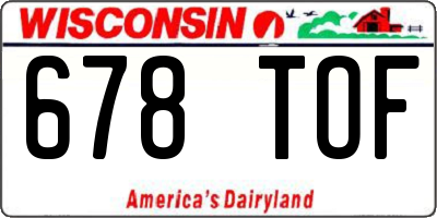 WI license plate 678TOF