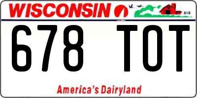WI license plate 678TOT