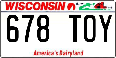 WI license plate 678TOY