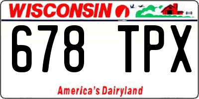WI license plate 678TPX