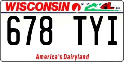 WI license plate 678TYI