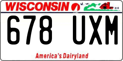 WI license plate 678UXM