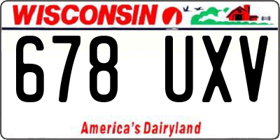 WI license plate 678UXV