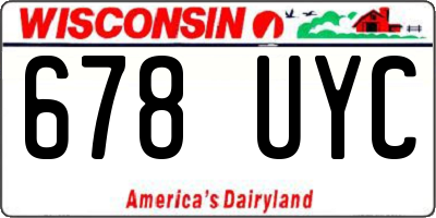 WI license plate 678UYC