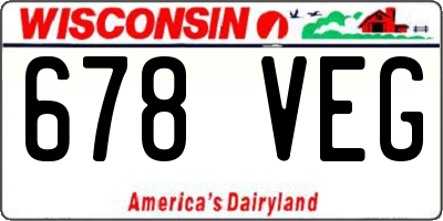 WI license plate 678VEG