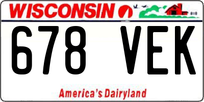 WI license plate 678VEK