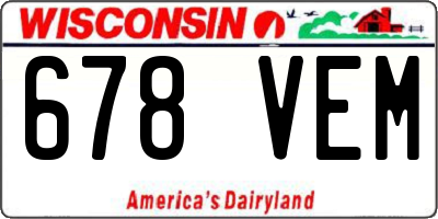 WI license plate 678VEM