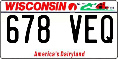 WI license plate 678VEQ