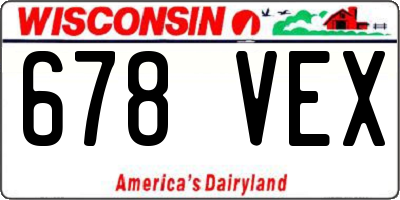 WI license plate 678VEX