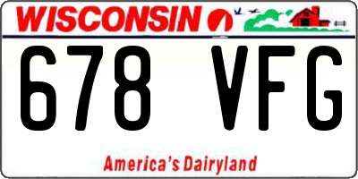 WI license plate 678VFG