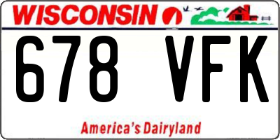 WI license plate 678VFK