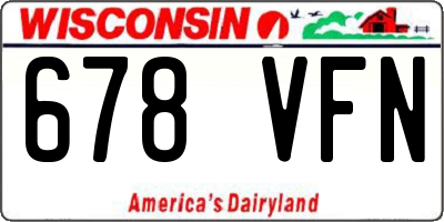 WI license plate 678VFN