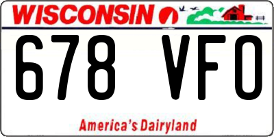 WI license plate 678VFO