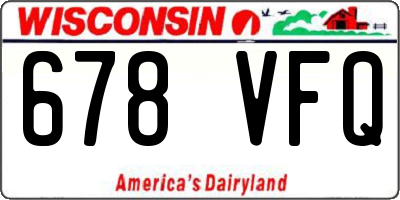 WI license plate 678VFQ