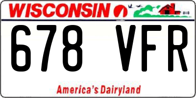 WI license plate 678VFR