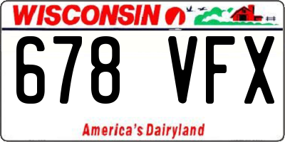 WI license plate 678VFX