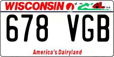 WI license plate 678VGB