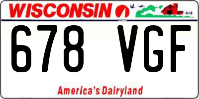 WI license plate 678VGF