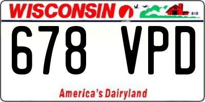 WI license plate 678VPD