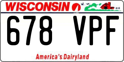 WI license plate 678VPF