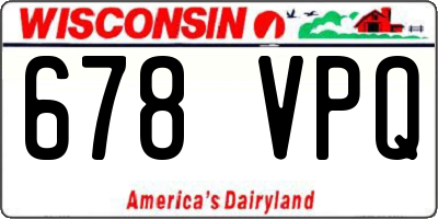 WI license plate 678VPQ