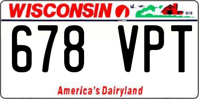 WI license plate 678VPT