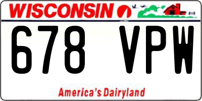 WI license plate 678VPW