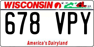 WI license plate 678VPY