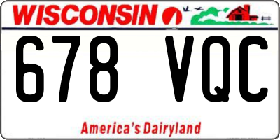 WI license plate 678VQC