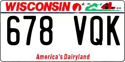 WI license plate 678VQK