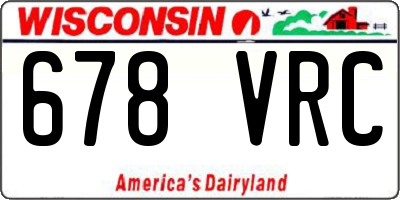 WI license plate 678VRC
