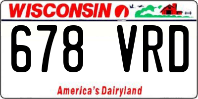 WI license plate 678VRD