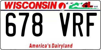 WI license plate 678VRF
