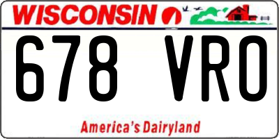WI license plate 678VRO
