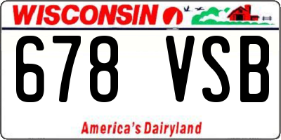 WI license plate 678VSB