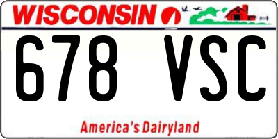 WI license plate 678VSC