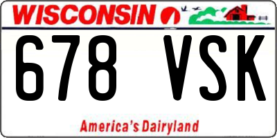 WI license plate 678VSK