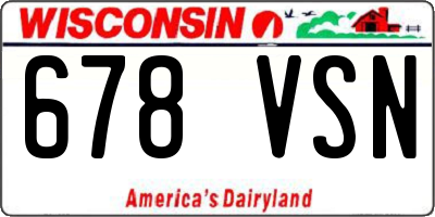 WI license plate 678VSN