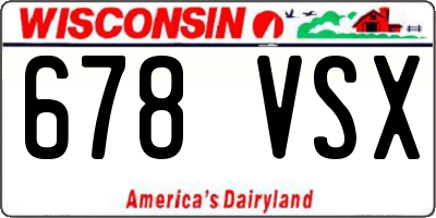 WI license plate 678VSX