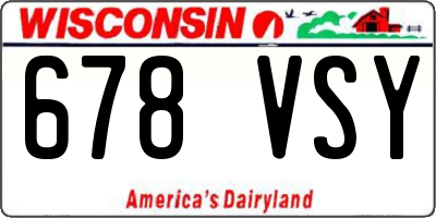 WI license plate 678VSY