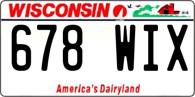 WI license plate 678WIX