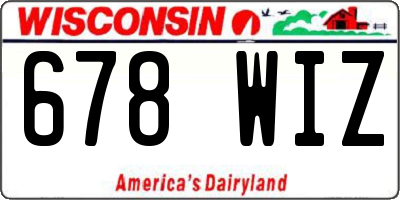 WI license plate 678WIZ