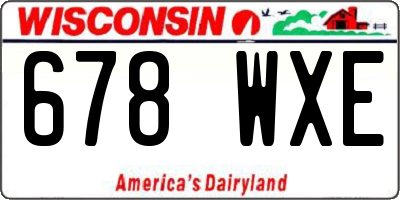 WI license plate 678WXE