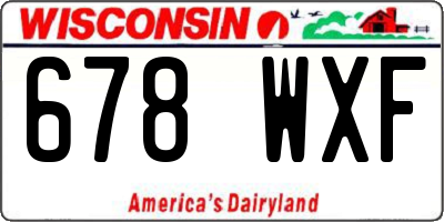 WI license plate 678WXF