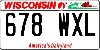 WI license plate 678WXL