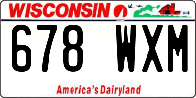 WI license plate 678WXM