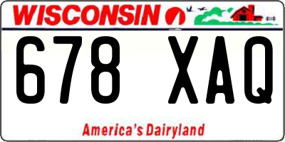 WI license plate 678XAQ
