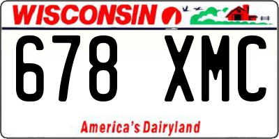 WI license plate 678XMC